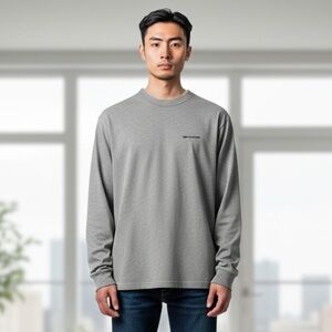 TOMMY HILFIGER XXL Heathered Gray Long Sleeve Tee T Shirt Logo